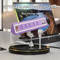Schreibtisch-Klemmsteckdosenleiste mit Nachtlicht, Steckdosenleiste mit 5 AC-Steckdosen, USB-C, USB-A, schnelles Laden mit Schalter