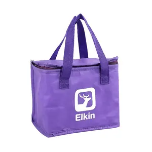 High Quality Purple Insulated Cooler Bag Thermostat Beach Food Delivery Lunch Non-Woven Cheap Thermal Cooler