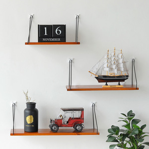 Nordic solid wood <b>wall</b>-mounted shelf, wooden single-row shelf, creative home <b>wall</b> decoration, <b>wall</b>-mounted bookshelf, no - Product Image 2