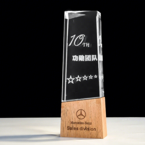 Plaques en bois et en cristal gravées avec logo personnalisé, trophées commémoratifs - Product Image 3