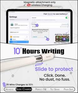 Stylet USB-C pour <span class=keywords><strong>iPad</strong></span> (2018-2026) avec port caché, fonction d'inclinaison et de rejet de la paume, contrôle par application et raccourcis personnalisables - Product Image 3