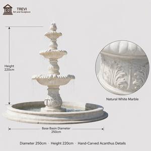 Fontana a tre livelli in marmo Trevi: Soluzione completa per l'arredo paesaggistico da esterno e giardino - Product Image 1