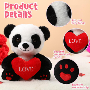 Classico e Carino Peluche Panda da 10 Pollici con Cuore, Morbido Animale di Peluche per Fidanzata, Fidanzato, Amante, Regalo di San Valentino - Product Image 2