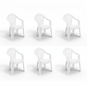 Set di 6 Sedie Impilabili in Plastica per Esterni Menorca, Design Contemporaneo di Alta Qualità per Arredamento da Giardino - Product Image 1
