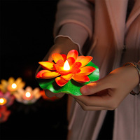 Lanterne flottante LED étanche en forme de lotus d'eau, lumière de bougie pour festival, marché nocturne, décoration aquatique, lampe flottante