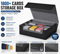 Caja de Almacenamiento de Cartas Deportivas de Cuero PU 2400+, Estuche para Cartas TCG, para Cartas con Funda Protectora Extraíble, Portátil, de Cuero PU