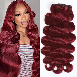 Extensioni per <span class=keywords><strong>capelli</strong></span> umani 99J Rosso Vino Ondulati, Fasci di <span class=keywords><strong>capelli</strong></span> vergini indiani grezzi 15A a doppia trama, Fasci Remy Borgogna - Product Image 2