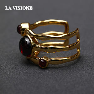 แหวนเงินแท้ 925 ชุบทอง ประดับคริสตัล/เพชรเทียม รูปทรงตัวยู สไตล์เรโทร ลายเรขาคณิต สำหรับผู้ชายและผู้หญิง รุ่นวินเทจ ซีรีส์ฤดูร้อน - Product Image 3