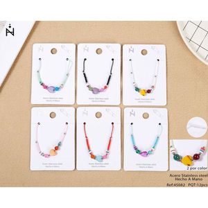 Bracciale con ciondolo a cuore colorato in acciaio inossidabile, fatto a mano, gioielli alla moda, set da 12 pezzi, regalo unisex - Product Image 1