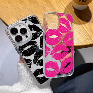 Cute Lady <span class=keywords><strong>Kiss</strong></span> Lips Print Design Clear PC TPU Funda de teléfono a prueba de golpes para iPhone 14 Pro Max 13 Funda dura - Product Image 1