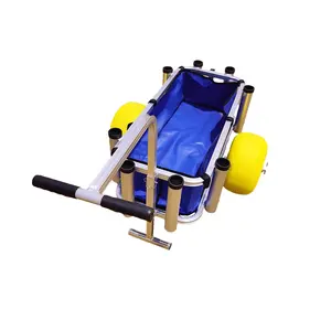 Taşınabilir alüminyum plaj arabası aracı sepeti kum el arabası balıkçılık sepeti 13 inç ile balon tekerlekleri