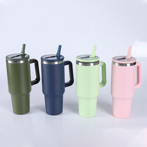 Chất lượng cao 40 oz/30 oz màu xanh đậm thép không gỉ đôi tường chân không cách nhiệt Tumbler xử lý leakproof 12-24 giờ nhiệt - Product Image 6