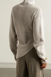 YT OEM 2024 sweater rajut, Turtleneck panjang tanpa lengan garmen modis