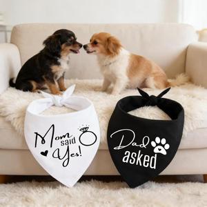 Dog Bandanas Wedding Gift Personalized Black And White Triangular Scarf For Pets - Product Image 1