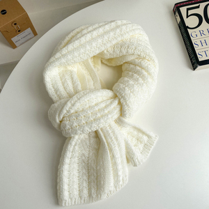 Kết cấu dệt kim mùa đông khăn mềm dài thô dài khăn choàng dệt kim tùy chỉnh khăn với logo - Product Image 5