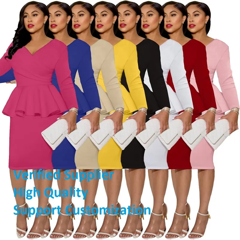 Fall 2022 Women Clothes Autumn Dress Women Lady Elegant Long Sleeves Shirt Dress Ladies Office Modest Dresses With Full Sleeves