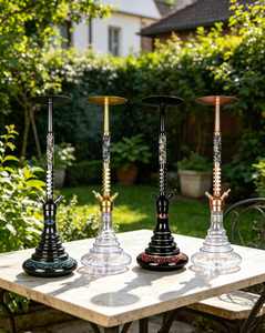 Decorative <b>Hookah</b> Stand Alone <b>Hookah</b> Metal Frame Glass Base Tobacco <b>Pipe</b> for Lounge Bar Home Use - Product Image 5