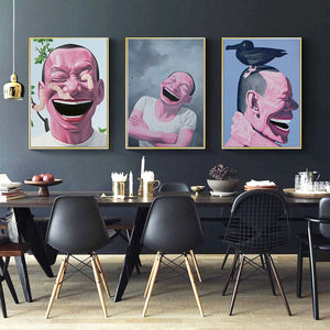 Affiches murales, peinture figurative, <span class=keywords><strong>homme</strong></span> riant, décoration moderne pour la maison, peintures sur toile pour le salon - Product Image 2