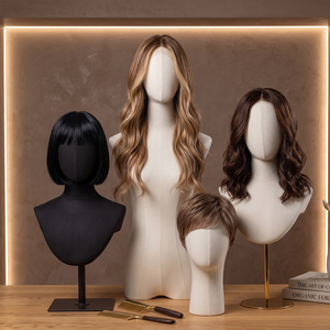 Tête de mannequin en tissu avec support métallique, mannequin réaliste pour l'affichage de perruques, chapeaux, foulards et colliers - Product Image 3