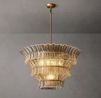 Nouveau Lustre Moderne de Luxe, Luminaire Suspendu pour Salon, Restaurant, Salle à Manger Intérieure, Luminaire Suspendu en Verre à Plusieurs Niveaux