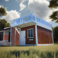 Maison conteneur préfabriquée en bois, démontable, avec grande fenêtre coulissante en verre, idéale pour gîte, bureau ou villa
