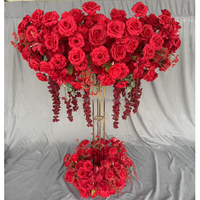 Bruiloftdecoratie Burgundy Donkerrode Rozen Bloemenboog Ceremonie Achtergrond met Metalen Frame Stand voor Buiten Tuin Podium