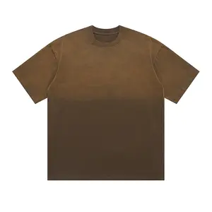 남여 공용 하이 퀄리티 빈티지 티셔츠 사용자 정의 대형 워시 일반 면 O-넥 캐주얼 스타일 자수 니트 남성 티셔츠