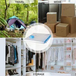 Sac de rangement sous vide pour vêtements avec valve, transparent, pliable, organisateur compressible, sac de voyage gain de place, sachet scellé - Product Image 5