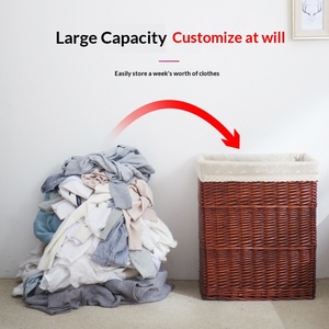 Cesto Grande Cuadrado de Mimbre Natural para Ropa Sucia con Tapa, Estilo Rústico, para Dormitorio, Hotel, Baño, Balcón, Lavandería - Product Image 2