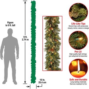 Ghirlanda Natalizia AYOYO con Frutti Rossi, Ecologica e di Lusso, LED 180cm/2,7m Pre-Illuminata, Decorazioni Natalizie - Product Image 2