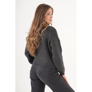 Wholesale Anthracite Merino Wool Turtleneck <b>Sweater</b> Ladies <b>Vintage</b> Casual Twinset Winter Print Thin Front Inspired Thessaloniki - Product Image 2