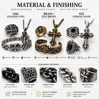 Broche personnalisée en forme de croix gothique, chaîne en acier inoxydable, épingle de sûreté, pendentif perle, bijoux OEM ODM, fabricant de marques privées