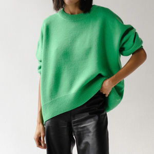 Nouveau tricot ras du cou double couche Europe et États-Unis Pull ample d'automne et d'hiver pour <span class=keywords><strong>femme</strong></span> - Product Image 6