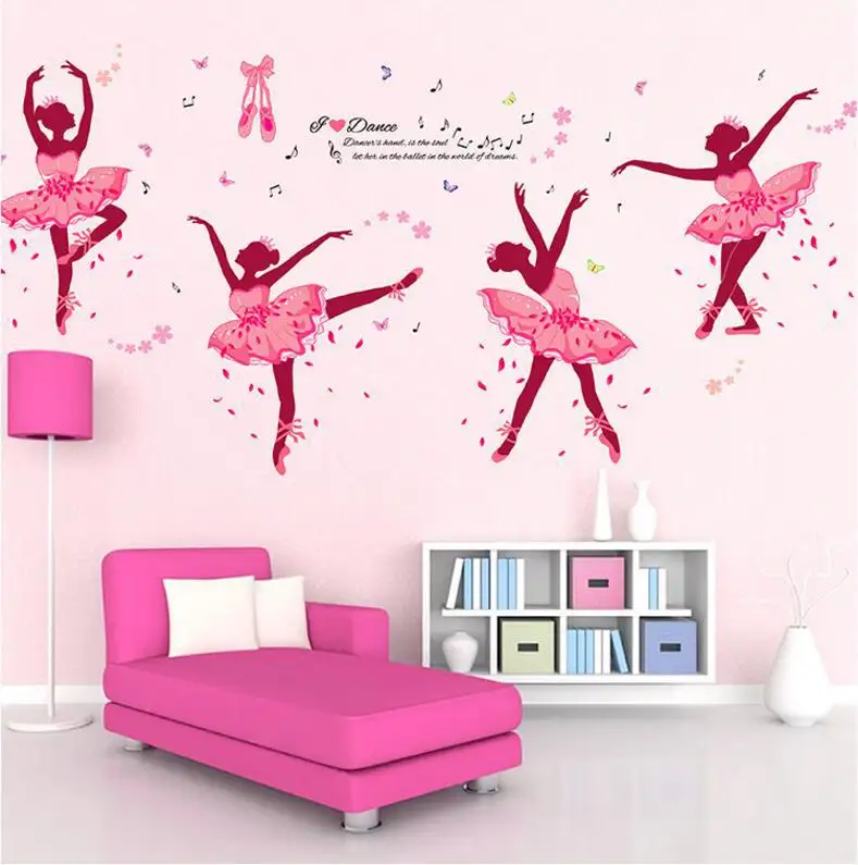 Hoa Cổ Tích Dán Tường Bướm Phòng Ngủ Cô Gái Phòng Trang Trí Nội Thất Art Decals 3D Wallpaper Sticker Adesivo De Parede