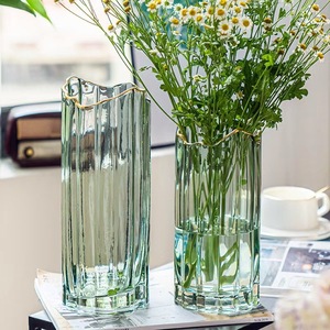 Grand <span class=keywords><strong>vase</strong></span> cylindrique droit avec motif glacier, <span class=keywords><strong>vase</strong></span> en verre au style luxueux et haut de gamme - Product Image 1