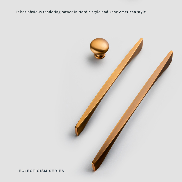 EADER Nordic modern simple light luxury cabinet handle yellow ancient copper aesthetic design drawer handle hardware