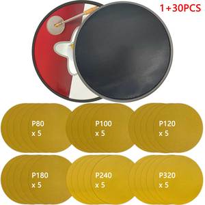 1 bloc de ponçage rotatif rond de 9 pouces avec 30 feuilles de papier abrasif jaune de 9 pouces à fixation auto-agrippante pour le ponçage des murs et des plafonds - Product Image 1