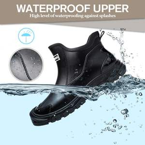 Gugifcto Unisex <strong>Wellington</strong> Boots <strong>Short</strong> Half Height Stylish Waterproof Non-Slip Rainy Day Slippery Floor Garden Shoes 36-48 EU - Product Image 4