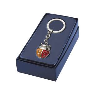 Porte-clés en cristal avec pendentif en émail jaune et rouge en forme de coccinelle - Product Image 3