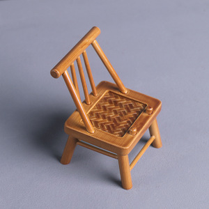 Miniature Bamboo Chair Set 2Pcs Square <b>Rustic</b> <b>Desk</b> Decor Lightweight <b>Office</b> Accessories - Product Image 4