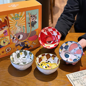 Ensemble de bols en céramique Zootopia pour enfants, vaisselle ronde en porcelaine, boîte cadeau avec motif animal - Product Image 2