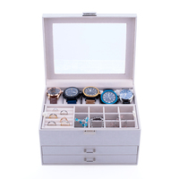 Rts Lederen Witte Afsluitbare Juwelendoos Organizer Met Spiegel Sieraden Dozen En Sieraden Organizer Horloge Oorbellen En Ringen Doos Tr
