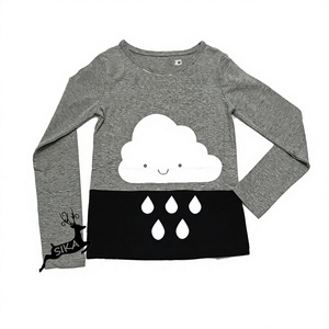 Camiseta de Manga Larga para Niños, 100% Algodón, Cuello Redondo, Diseño Personalizado, Venta al Por Mayor, Fabricante OEM - Product Image 1