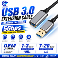 Cable de Extensión USB 3.0 AM a AF, Carga Rápida, Sincronización de Datos de 5 Gbps, Cable Extensor Trenzado de Aleación de Aluminio para Impresora de Cámara Industrial