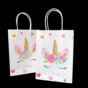 New Paper Gift <strong>Bag</strong> <strong>unicorn</strong> Birthday <strong>Party</strong> Theme Cartoon White Portable Kraft Paper <strong>Bag</strong> - Product Image 5