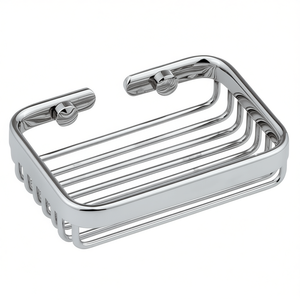 Porte-savon rectangulaire en laiton chromé, longueur 12 cm, avec fentes de drainage pour salle de bain - Product Image 3