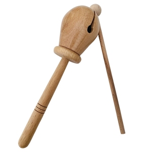 Wholesale Natural Beech <b>Wood</b> Temple Block With <b>Mallet</b> For Kindergarten Early Learning - Product Image 1