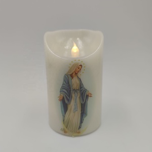 Parpadeo sin llama Funciona con pilas Jesús <span class=keywords><strong>Virgen</strong></span> Cristo LED Tumba Iglesia Oración sagrada Vela conmemorativa votiva religiosa - Product Image 5