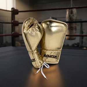 Gants de boxe en cuir PU doré les plus vendus, à lacets, pour adultes, équipement d'entraînement, prix de gros - Product Image 2