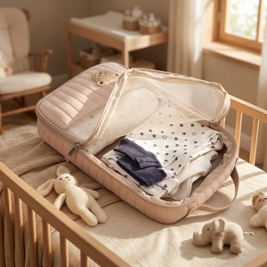 Sac à langer en toile de coton pour maman, idéal pour les voyages et le rangement de la crèche - Product Image 1